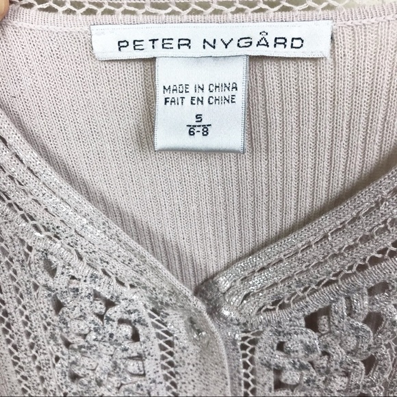 NWT Peter Nygard Metallic Button-Front Knit Top S - Picture 7 of 7